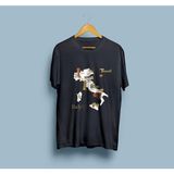 Oversize Italya Haritası ve Turistik Yerler Tasarım Unisex T-Shirt - Siyah