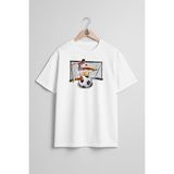 Oversize Kaleci Futbol Topu Ve Kupa Göğüs Tasarımlı Unisex T-Shirt