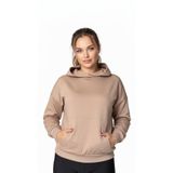 Oversize Kanguru Cepli Kapüşonlu Sweatshirt Koyu Bej S