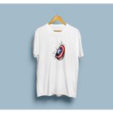 Oversize Kaptan Amerika Kalkanı Tasarım Unisex T-Shirt - Beyaz