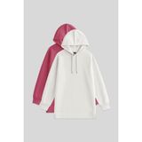 Oversize Kapüşonlu 2li Paket Ekru-Yaban Gülü Kadın Tunik Sweatshirt - 97242
