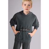 Oversıze Kapüşonlu Kanguru Cepli Gri Sweatshirt Erkek Çocuk