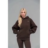 Oversize Kapüşonlu Sweatshirt Pamuklu Kanguru Cepli Sıcak Tutma Özellikli Kadın/unisex Hoodie - Kahverengi