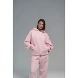 Oversize Kapüşonlu Sweatshirt Pamuklu Kanguru Cepli Sıcak Tutma Özellikli Kadın/unisex Hoodie - XS - Pembe