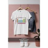 Oversize Kimya Periyodik Tablo - Cetvel Tasarımlı Unisex T-Shirt - Beyaz - XL
