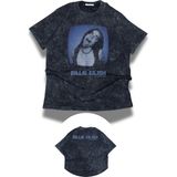 Oversize Lunch Ense Baskılı Yıkamalı Tişört, Unisex Billie Eilish Temalı Vintage T-Shirt - XS - Siyah