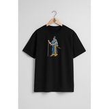 Oversize Mezopotamya Asur Sümer Babylon Göğüs Tasarımlı Unisex T-Shirt - Siyah - XL