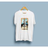 Oversize Mistik Kediler Tarot Kart Baskılı Unisex T-Shirt - Beyaz