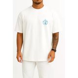 Oversize Nargile Ve Meyveler Cep Tasarımlı Unisex T-Shirt