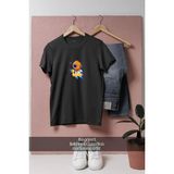Oversize Ördek Can Simidi ve Mini Dalgıç Tasarımlı Unisex T-Shirt - Siyah