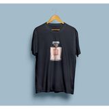 Oversize Parfüm Tasarım Unisex T-Shirt - Siyah - L