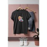 Oversize Paskalya Sepeti ve Yumurtası Tasarımlı Unisex T-Shirt - Siyah