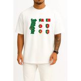 Oversize Portekiz Haritası Ve Bayrağı Göğüs Baskılı Unisex T-Shirt