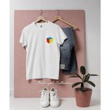 Oversize Rubick Küpü Tasarımlı Unisex T-Shirt - Beyaz