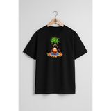 Oversize Şeker Kamışı Göğüs Tasarımlı Unisex T-Shirt