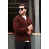 Oversize Selanik Örgü Düğmeli Erkek Hırka- Koyukahve