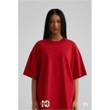 Oversize Tişört Kadın | Sol Alt "Nevermınd" Baskılı Geniş Kalıp T-Shirt Unisex