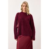 Oversize Tüylü Soft Kazak Bordo 8270 - Standart