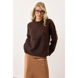 Oversize Tüylü Soft Kazak Kahve 8270 - Standart