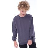 Oversize Unisex Basic Düz Antrasit Renk %100 Pamuk Sweatshirt