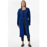 Oversize Uzun Triko Hırka - Saks