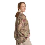 Oversize V yaka Çiçek Desenli Haki Kadın Gömlek 31048