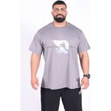 Oversize - Your Tshirt Piece Erkek Rahat Kalıp Sporcu Tişört - Fitness & Spor Giyim - %100 Pamuklu Kumaş - Gri
