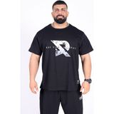 Oversize - Your Tshirt Piece Erkek Rahat Kalıp Sporcu Tişört - Fitness & Spor Giyim - %100 Pamuklu Kumaş - XL - Siyah