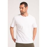 Oversize Yuvarlak Yaka Beyaz Erkek Tişört, %100 Pamuk Kumaş Tshirt Etekte Kurukafa - XXL