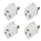 Oviitech 4 Paket 3 Tırnaklı 2 Çatallı Topraklı Çıkış Duvar Musluk Adaptörü Tek Çıkış Adaptörü Dönüştürücü Beyaz