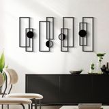 OVIK Metal Siyah Çerçeve Duvar Dekoru Modern Duvar Sanatı Ev Dekoru, 4'lü Set Metal Duvar Asma Dekorasyon Oturma Odası Ofis Yatak Odası Otel için (Her Boyut 18,5 x 62,5 cm)