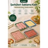 Ovio Ev Yaşam Şarküteri Saklama Kabı Sunumluk Peynir, Salam, Sucuk ve Kahvaltılıklar Için Düzenli & Pratik Mutfak Plastik Buzdolabı Saklama Kutusu - 4 Adet