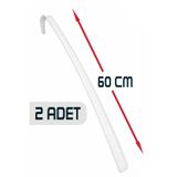 Ovio Ev&Yaşam 2 Adet 60 Cm Beyaz Ayakkabı Çekeceği Asılabilir Sert Plastik Çekecek Kerata Uzun