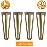 Ovit Metal Antik Sarı 20 Cm Mobilya Koltuk Kanepe Konsol Tv Ünitesi Yükseltici Ayağı Ayakları 4 Adet