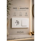 OVİVO Grano Beyaz Anahtar Topraklı Priz Çerçeve Set