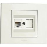 Ovivo Grano Beyaz Data Prizi+ Çerçeve (1*cat6 RJ45 Jaklı)
