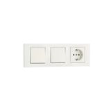 Ovivo Grano Beyaz Üçlü Set Anahtar+Anahtar+Topraklı Priz+İçlü Çerçeve