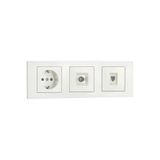 Ovivo Grano Beyaz Üçlü Set Topraklı Priz+Tv Prizi+Nümeris+Üçlü Çerçeve