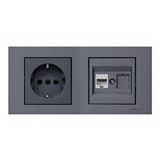 Ovivo Grano Füme 2'li Set Topraklı Priz Ve Cat5 Data Priz Set Kahverengi