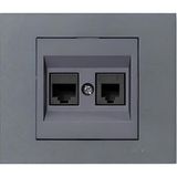 Ovivo Grano Metalik Cat6 RJ45 Cat3 RJ11 2'li Füme Çerçeve Data Prizi