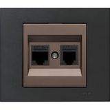 Ovivo Grano Metalik Cat6 RJ45 Cat3 RJ11 Ikili Data Prizi Mocha + Siyah Çerçeve