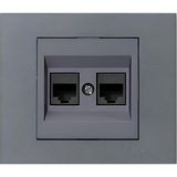 Ovivo Grano Metalik Cat6 RJ45 Çift Jaklı Füme Çerçeve Data Prizi