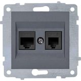 Ovivo Grano Metalik Füme Cat3 Cat4 Telefon ve Data Prizi