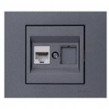 Ovivo Grano Metalik Füme Rj45 Cat6 Tekli Data Prizi Gri