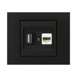 Ovivo Grano Metalik Siyah USB Data Prizi ÜRÜN ÇERÇEVİZDİR - 1 Adet