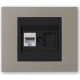 Ovivo Grano Siyah Çerçeve + Antrasit Metalik Cat6 RJ45 Prizi