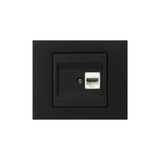 Ovivo - Grano Tekli Data Prizi Rj45+Boş Yuva Mekanizma+Çerçeve (Metalik Siyah) 600-000317-229
