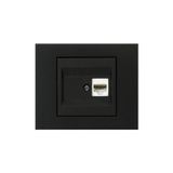 Ovivo - Grano Tekli Data Prizi Rj45+Boş Yuva Mekanizma+Çerçeve (Metalik Siyah) 600-000317-229