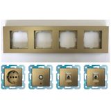 Ovivo Grano Titanyum Dörtlü - Tv - Nümeris (Telefon) - Data Cat 6 Internet- Topraklı Priz