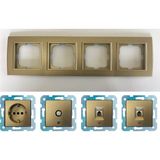 Ovivo Mina Titanyum Dörtlü - Tv - Nümeris (Telefon) - Data Cat 6 Internet- Topraklı Priz - Altın